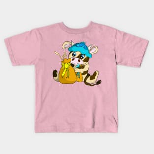 kawaii cow with a sack of hay Kids T-Shirt